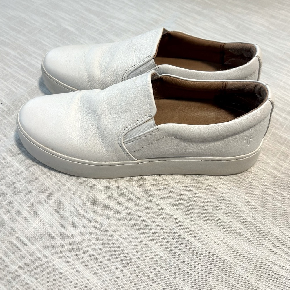 Frye White Leather Slip-On Sneakers Flats - Picture 7 of 10